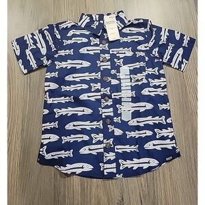 Duluth Trading Co. Kids Bbq Short Sleeve Shirt.  Fish  Trout Print.  Sz 6.